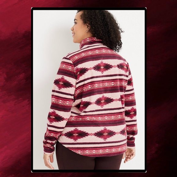 Maurice's Plus Size Geo Print 1/1 Zip Fleece Sweatshirt 1X & 2X - Picture 3 of 12